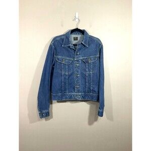 Vintage Lee 101-J Jean Denim Jacket Mens Size 42 Long Blue 70s Sanforized